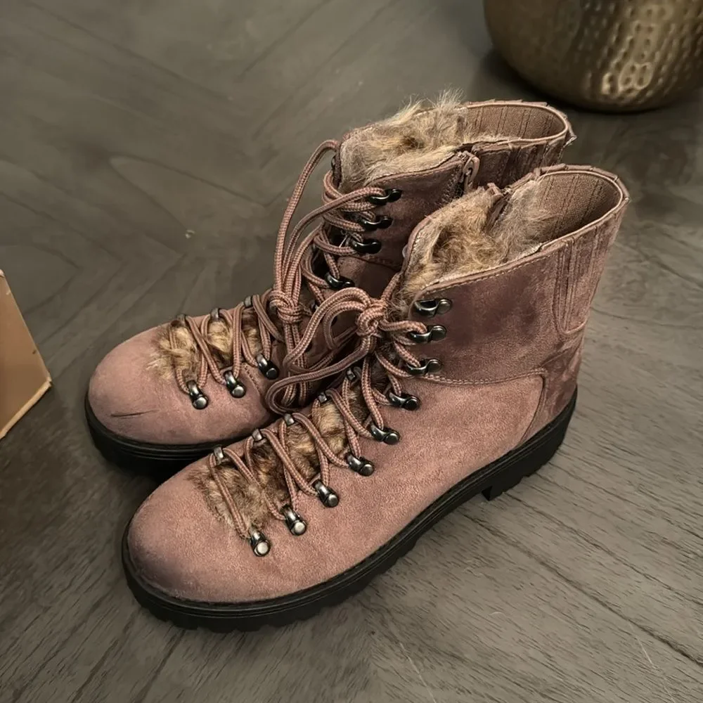 Journee Collection Womens Trail Faux Suede Lug Sole Hiking Boots